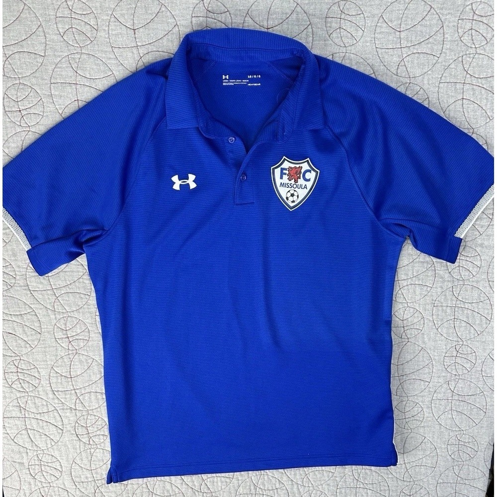 Under Armour Polo Shirt Blue Missoula FC Rival Tech / Men's Large